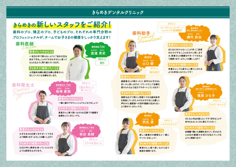 新入社員（歯科医師、歯科衛生士、歯科助手）の紹介
